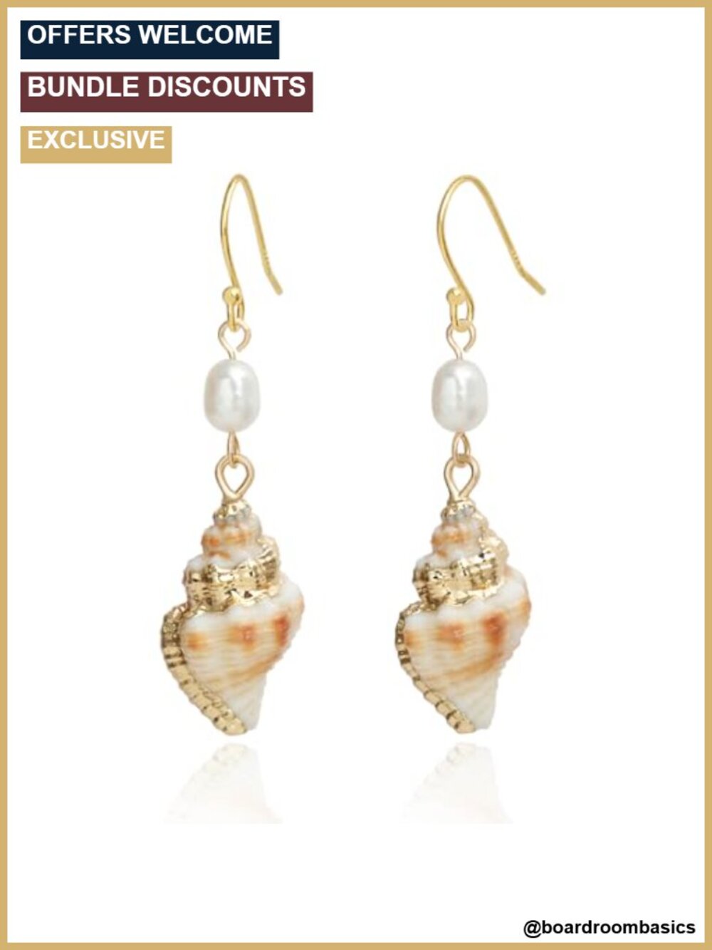 Boho Seashell Conch Dangle Earrings 925 Sterling Silver French Wire